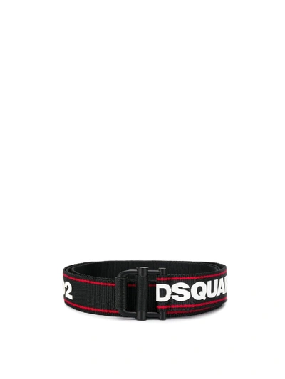 Dsquared2 Logo Webbing Tape Belt In Black