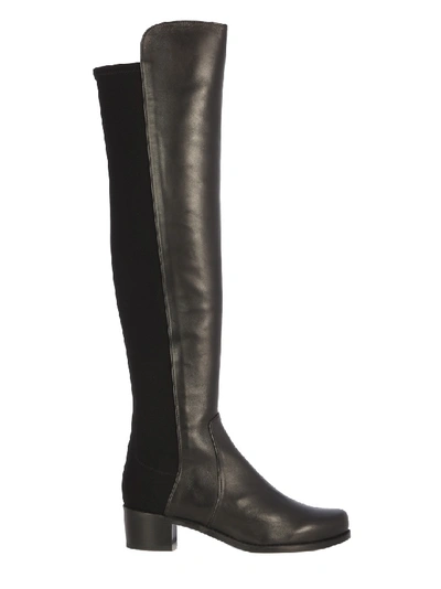 Stuart Weitzman Leather And Fabric Boots In Black