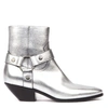 Saint Laurent West Silver Leather Ankle Boots In White