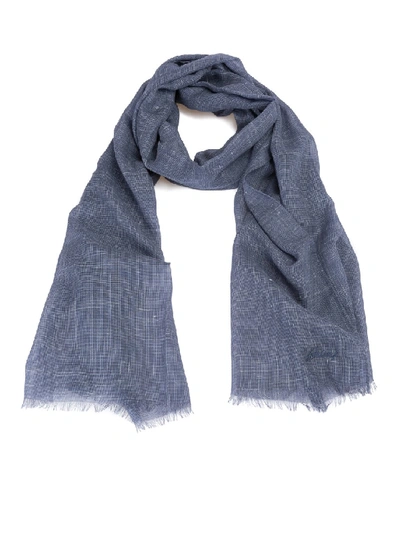 Brioni Linen Mix Scarf In Grey