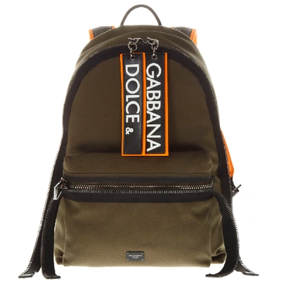 Dolce & Gabbana Dg Army Green Canvas Backpack In Black