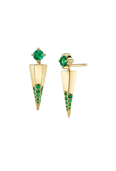 Ark Mini Lotus Dagger Emerald Stud Earrings
