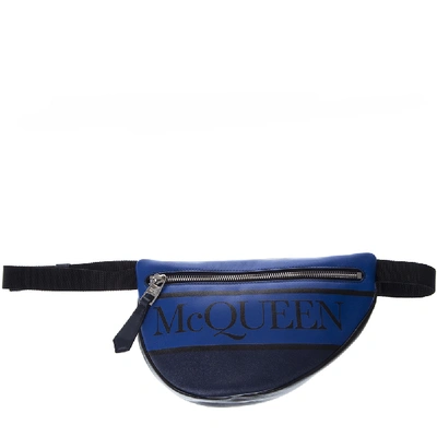 Alexander Mcqueen Two Colour Leather Logo Pouch In Black