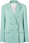 Tibi Steward Oversized Double-breasted Stretch-crepe Blazer In Blue