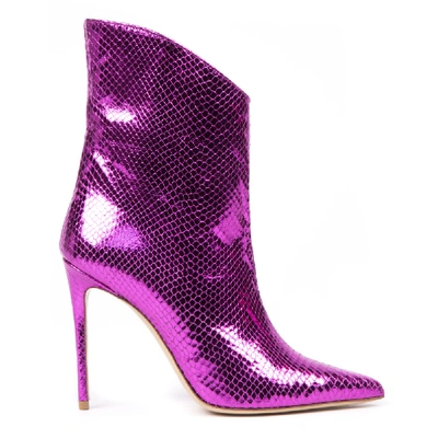 Aldo Castagna Fuchsia Printed Leather Ankle Boots In Purple