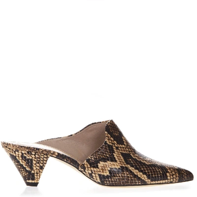 Aldo Castagna Snake Leather Mules In Black