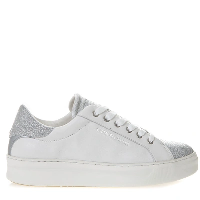 Crime London White Sneakers In Leather With Silver Details