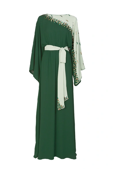 Amal Al Raisi Two-toned Kaftan In Green