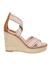 Tory Burch Frieda Strappy Woven Wedge Espadrilles In Pink