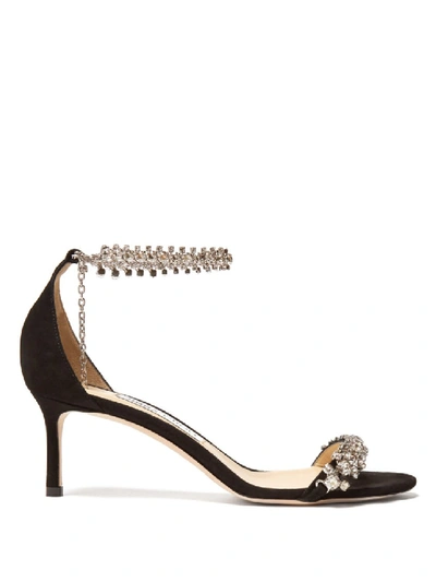 Jimmy Choo Shiloh 60 Crystal-embellished Suede Sandals In Black