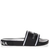 DOLCE & GABBANA BLACK RUBBER AND LEATHER SLIDE SS 2019,71e89ec0-2066-2527-349c-45a0f6f9bf8a