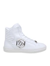 PHILIPP PLEIN Philipp Plein Sneakers Hi-Top Statement In White Color Leather,4D731E35-8831-C42E-F77A-86798E7BB0F5