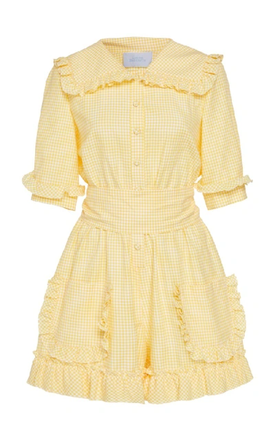 Luisa Beccaria Yellow Gingham Jumpsuit In Neutrals