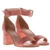 RED VALENTINO 60MM CHUNKY HEEL ROSE SUEDE SANDALS,3934c320-27d4-e1b1-e441-0d5680eb4a8f