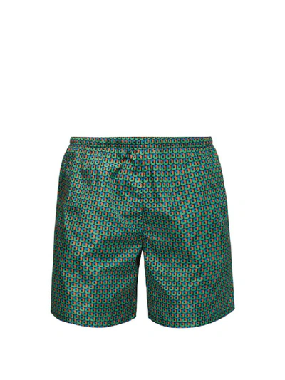 Prada Puma Geometric-print Swim Shorts In Green