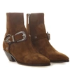 SAINT LAURENT WEST HARNESS BROWN SUEDE BOOTIE,a5a0b078-4aa5-797c-5713-886eba7c17e2