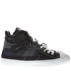 MAISON MARGIELA BLACK SNEAKERS SPLICE HIGH-TOP IN LEATHER AND FABRIC,5aaaf42b-5ae0-ee4c-b411-8f5113f454c2