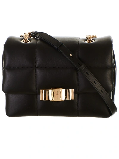 Ferragamo Leather Shoulder Bag In Black