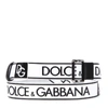 DOLCE & GABBANA WHITE AND BLACK FABRIC AND LEATHER LOGO BELT,90da955c-c4f9-6c4c-af0a-40109dc2e30a