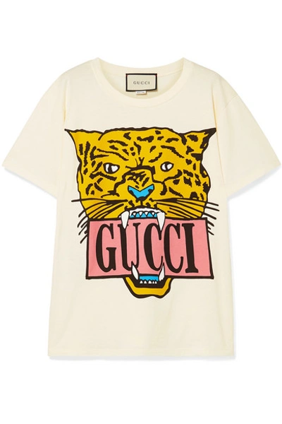 Gucci Printed Cotton-jersey T-shirt In Yellow