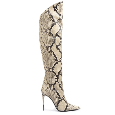 Giuliano Galiano High Python Leather Boots In Neutrals