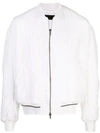 HAIDER ACKERMANN WHITE MEN'S EMBROIDERED SILK BOMBER,193-3805-E-100-001 CON SS19