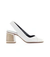 FIORI FRANCESI WHITE LEATHER SLINGBACK PUMP,PE19072