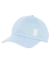BURBERRY BLUE WOMEN'S BLUE MONOGRAM BASEBALL CAP,8015885