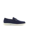 SANTONI NAVY SUEDE LOAFER WITH SNAFFLE,MGYA16240TICESFOU50