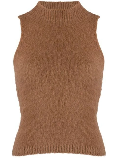 Versace Brown Women's Fluffy Knitted Top