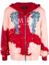 AMIRI RED MEN'S WATERCOLOR DRAGON ZIP UP HOODIE,F9M02117TE