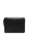 BOTTEGA VENETA BLACK INTRECCIATO LEATHER MESSENGER BAG,c2f58251-d1f8-f591-baf9-cab2c4f0d8cb