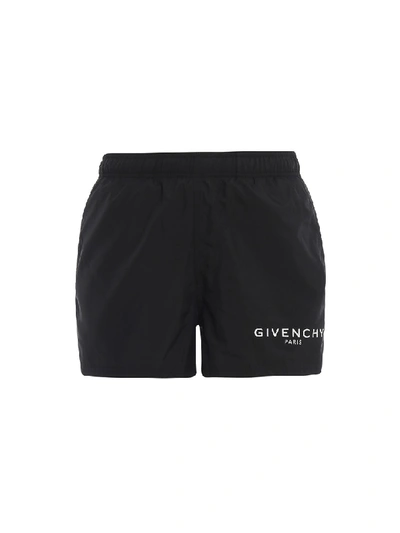Givenchy Logo Lettering Tech Fabric Swim Shorts In Black