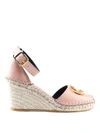 VALENTINO GARAVANI VLOGO LIGHT PINK WEDGE ESPADRILLES,645e9a44-e292-24d7-ba97-b6541287d2f1