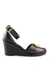 VALENTINO GARAVANI VLOGO BLACK WEDGE ESPADRILLES,1503b01b-9dfd-e192-b14c-b1e8861ced79