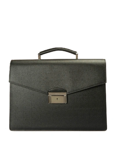 Brioni Abraham Saffiano Leather Briefcase In Black
