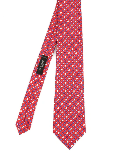 Etro Paisley Micro Patterned Silk Tie In Red