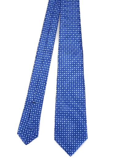 Kiton Geometric Pattern Blue Silk Tie