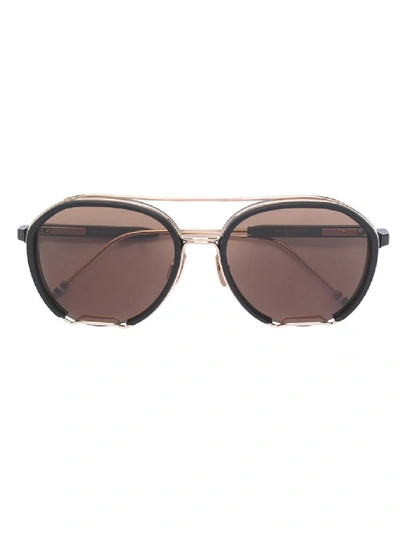 Thom Browne Brown Aviator Sunglasses In Pink