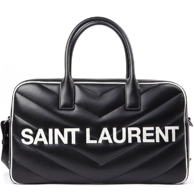 Saint Laurent Black Bowling Bag In Quilted Leather With Logo