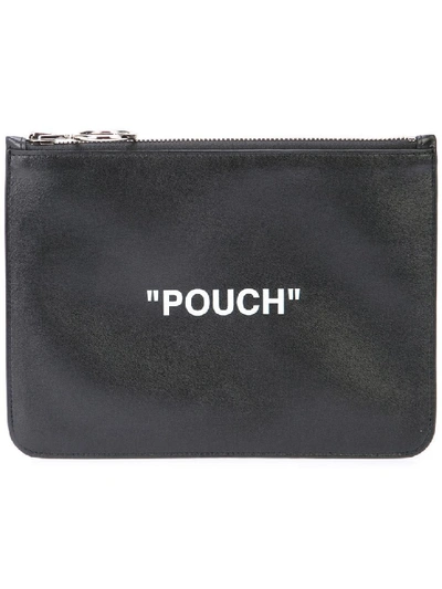 Off-white Black Women's Quote Flat Pouch In Grey