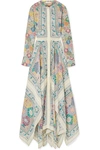 ALTUZARRA TAMOURINE ASYMMETRIC PRINTED SILK CREPE DE CHINE MAXI DRESS,111a247f-a1dd-4666-aad8-4c8af82d4158