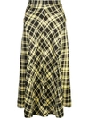 PROENZA SCHOULER YELLOW WOMEN'S RUCHED PLAID SKIRT,R1935002