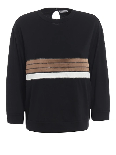 Brunello Cucinelli Jersey Boxy T-shirt With Sateen Bands In Black