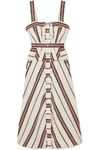 ANNA MASON OLIVIA STRIPED COTTON-BLEND TWILL PEPLUM DRESS,7da0f16c-36ae-0315-77bb-1c7069612a29