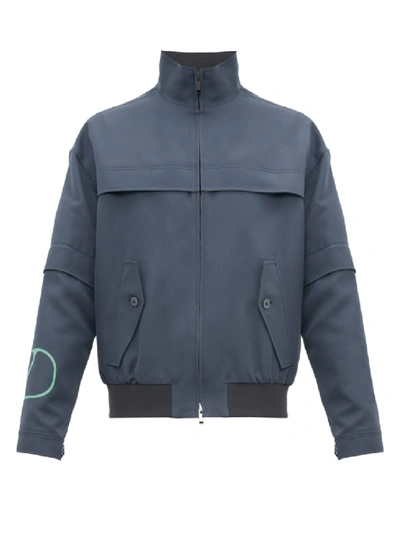 Valentino Logo-print Removable-sleeve Bomber Jacket In Grey