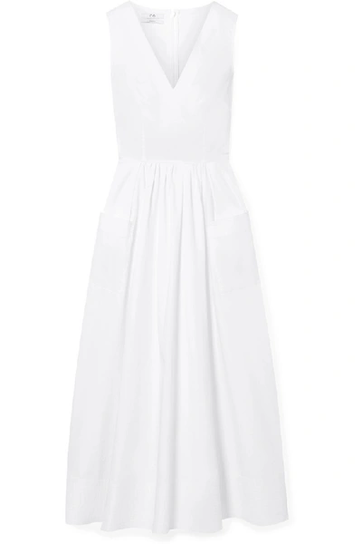 Co Tton-poplin Midi Dress In White