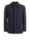 BRIONI LEATHER TRIMMED DIAMOND QUILTED PUFFER JACKET,6418bfd2-3fe4-29c8-e178-1a8235be1720
