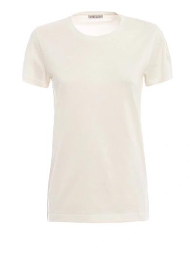 Moncler Total White Cotton Basic Tee In Neutrals