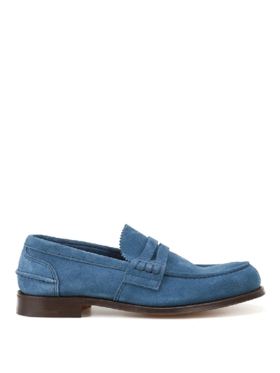 Church's Pembrey Soft Suede Loafers In Blue